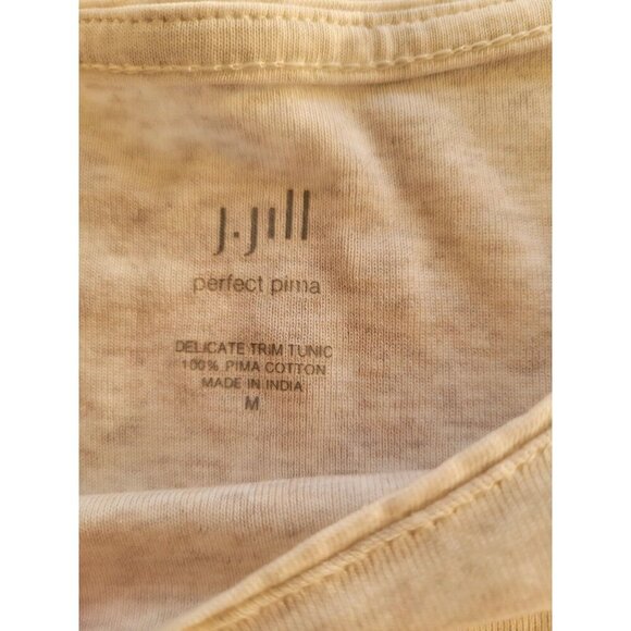 J. Jill Perfect Pima Womens Top Tunic 3/4 Sleeves size M Delicate Trim LightGray - Picture 3 of 6